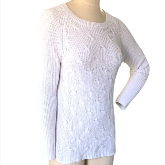 Liz Claiborne Womens White Knit Pullover Sweater Sz M #65C - Picture 4 of 7